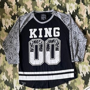 King 00 Kids Long Sleeve Raglan Shirt - Black and Gray